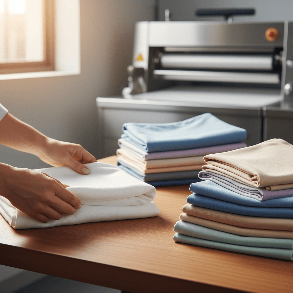 Pekerja laundry memeriksa kualitas pakaian