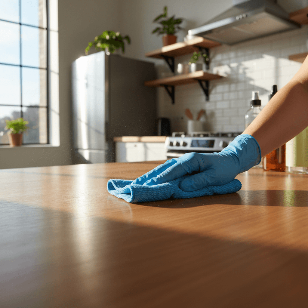 Tim KAA Clean & laundry melakukan layanan pembersihan dapur profesional